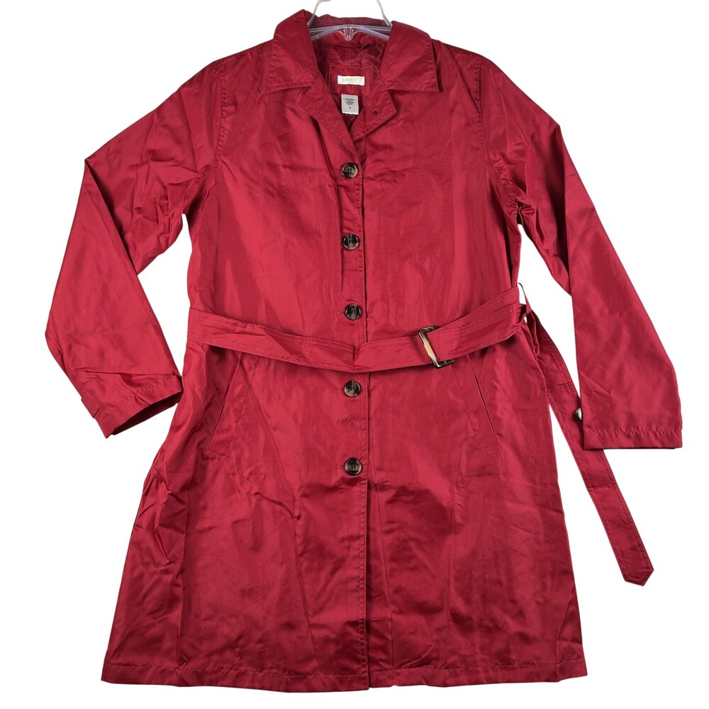 Vintage Capelli New York Rain Coat Womens Small Belted Button Front Pocket Lined